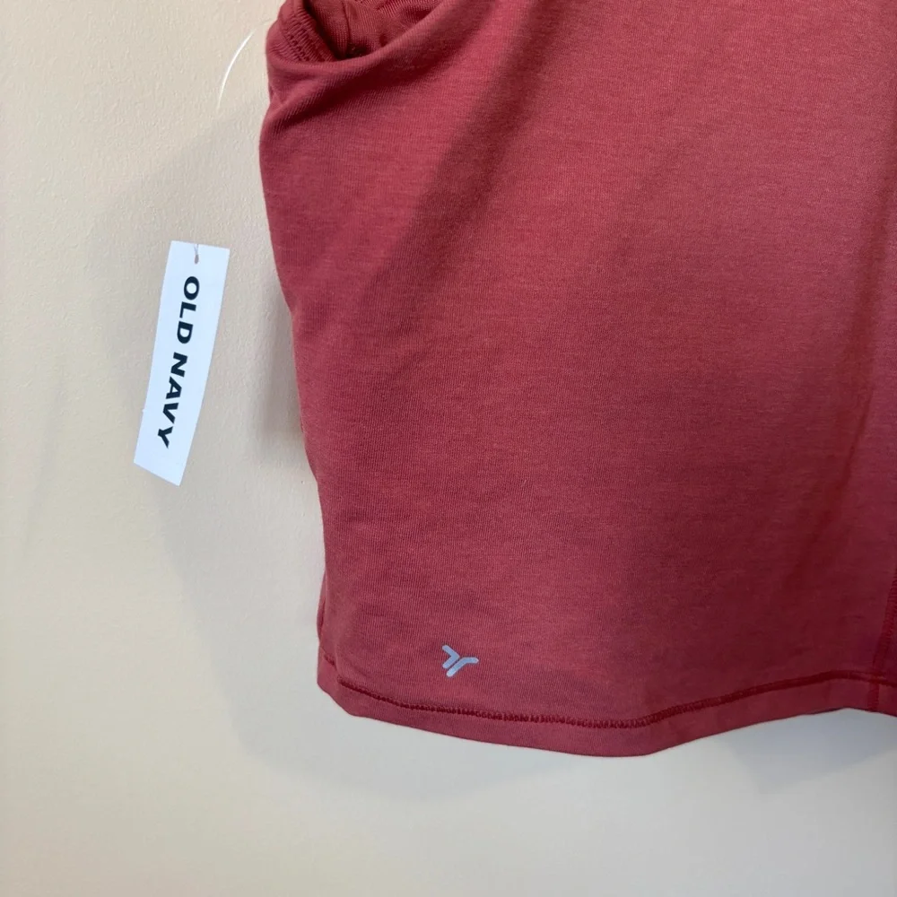 Old Navy Boxy Cropped Tank Top Pink with Padded Bra Workout Summer Shirt - Picture 3 of 9